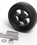 Beefed Up 1500 Pound 6 Inch Boat Trailer Jack Wheel Replacement with spoked wheel and mounting hardware for trailer, RV, marine use.