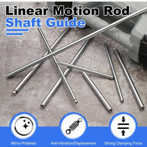 Two Pack Linear Motion Rod Guides 8mm By 150mm Drop In Ready Chrome End Hardened Hollow Steel Shafts scattered on surface
