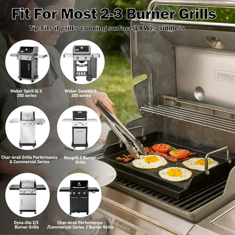Cooking breakfast on Nonstick Nanoceramic Griddle Plate For Backyard Cookouts And Grill Sessions, fits most gas and charcoal grills
