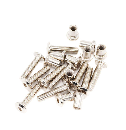 10 Piece M8 Countersunk Hex Socket Cap Bolt And Hex Head Nut Set, Nickel Plated Finish, hardware for furniture assembly.