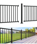 Built Tough 36 Inch Height By 12 Foot Width Modular Aluminum Porch And Deck Railing Kit With Rust Free Coating and Easy Install For Backyard Deck Upgrades on patio.