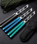 Integrated Forging Bushing System Flip Knife With T6061 Channel Handle for ultra smooth flips in various colors including blue.