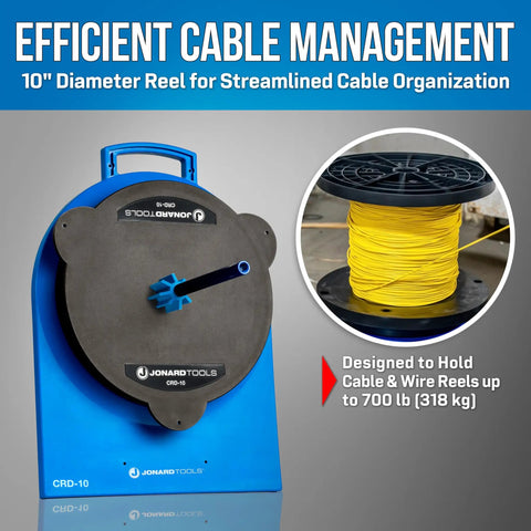 Blue Beefy Heavy Duty 10 Inch Cable Reel Dispenser Stand With Non Slip Feet for 700 lb Cable Management