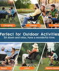 Lightweight Portable Folding Camping Chair With 360 Degree Rotation, 8 Second Quick Setup, Easy Carry, 3.8 Lb Ultra Lightweight Seat used outdoors for camping, fishing, picnic, beach, lawn, sports.
