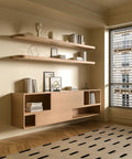 Wooden shelves mounted with Heavy Duty Floating Shelf Brackets Set Black Metal Mantel Brackets For Hidden Shelving Mounting