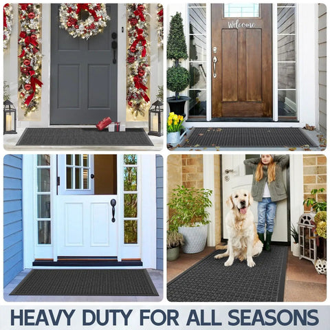 All Weather Front Door Mat Indoor Outdoor 72 Inch By 36 Inch Non Slip Rubber Backing Welcome Floor Mat For Patio And Garage Entrance Built Tough To Stop Mud Dirt And Moisture Stain And Fade Resistant Heavy Traffic Commercial Grade Doormat