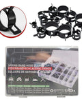 Grab This Awesome 130-Piece Spring Band Hose Clamp Kit With Swivel Pliers Perfect For Fuel Lines Silicone Tubes And Radiator Pipes Featuring Constant Tension Design And Dacromet Coated 65Mn Steel In 15 Sizes To Keep You Rolling Smooth On The Road Without. spring band hose clamps, 15 sizes, 65Mn steel, in organizer case