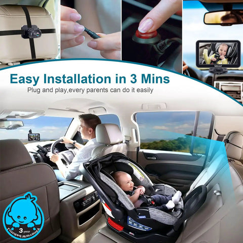 Interior view of car with 7 Inch Car Backseat Monitor With USB Plug And Play Setup 360 Degree Rotating Dual Camera For Two Kids
