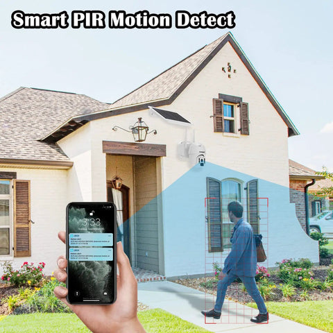 Outdoor Wireless Solar Security Camera With 23600mAh Battery And 8W Panel, 1080P Spotlight WiFi 360 Degree PTZ, Color Night Vision, Radar Dual Detection, PIR Motion, 2-Way Audio, No-Fuss App Alerts