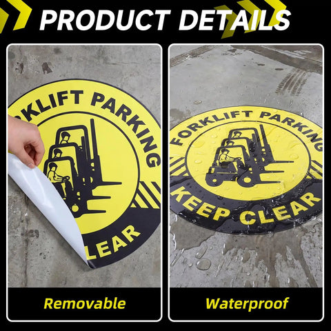 5 Pack Forklift Parking Keep Clear Floor Signs, 17 Inch Adhesive Safety Stickers For Warehouse Shop Office, Heavy Duty Traffic Warning Decals, Clear Aisle Markers For Loading Zones And Safety Management, removable waterproof vinyl decal