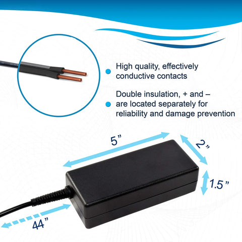 12V 5A AC Adapter Power Supply For Sceptre E And C Series Monitors with dimensions and conductive contacts