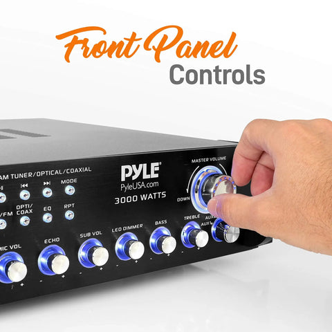 Bluetooth Multi Channel Hybrid Pre Amplifier System With 3000W Power home audio front panel controls