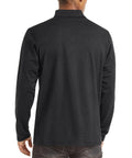 Back view of Mens Quarter Zip Fleece Lined Sweatshirt Lightweight Thermal Pullover With Collar For Up Or Down Wear Long Sleeve Golf Sweater Warm Black XL
