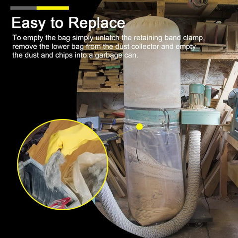 Clear Plastic Dust Collector Bags For 70 And 35 Gallon Systems, Fits Harbor Freight And Central Machinery in woodshop