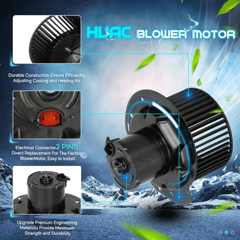 Beefy AC Heater Blower Motor With Fan for Ford F-Series Trucks 1987 1996 F-150 Bronco 1987 1997 F-250 F-350 Replacement Part