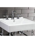 American Classic Widespread Lavatory Faucet In Naples Bronze, 5-5/16 Inch Spout Reach, installed on white sink