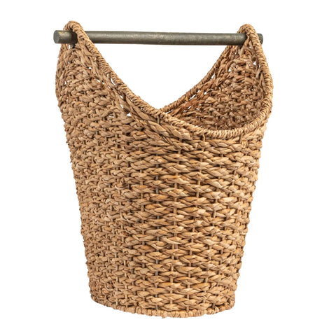 Bankuan Braided Oval Toilet Paper Basket With Wood Bar No Brainer Access And Storage Decorative Wicker Toilet Roll Holder