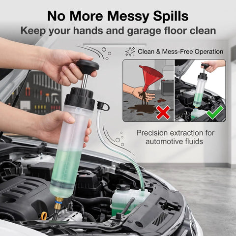 Sdidzad 500cc Auto Fluid Extractor Manifold Vacuum Oil Suction Syringe With Two Short Tubes Leak Proof Maintenance Tool For Cars And Suv in use