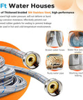 15ft Braided Stainless Steel Washing Machine Hose Set, Burst Proof and Leak Free, with 3/4 Inch Standard Fittings
