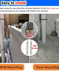 Adjustable Chimney Flue Support Bracket For Wood Stove Pipe 10 Inch Roof Brace with screws for wall and floor mounting