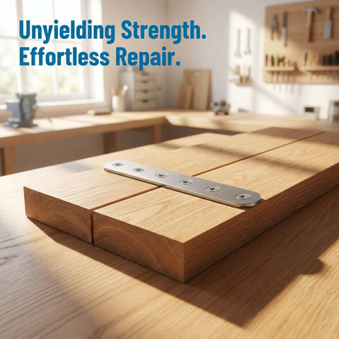 Heavy Duty Stainless Steel Straight Braces With 24 Screws Included For Wood Furniture Repair And Reinforcement on wood panel