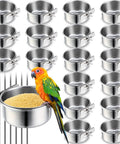 stainless steel bird cage feeding bowls with parrot