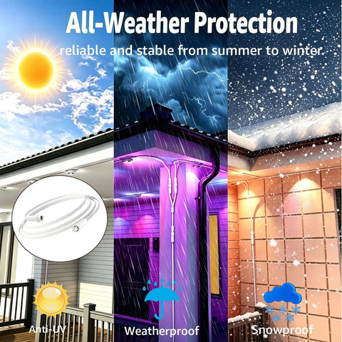 Heavy Duty 10 Foot Extension Cord For Govee Prism Outdoor Lights Plug And Play in various weather conditions