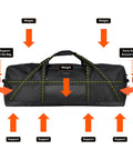 123 Liter 42 Inch Heavy Duty Extra Large Duffle Bag With Upgraded Zipper showing support and weight distribution design.