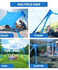 Beach Tent Sun Shelter 10x10ft Easy Pop Up Canopy With UPF50 Plus Protection: multiple uses at beach, fishing, park, camping