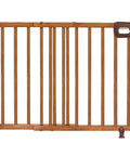 Stairway Baby Gate For Stairs And Doorways Fits 30 To 48 Inch Openings 32 Inch Tall Oak Wood Safety Gate with Door Easy Install