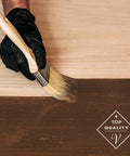 Applying Super Dark Walnut Oil Based Wood Stain For Interior Fixes Like Furniture Cabinets Doors Trim And Paneling with a brush.