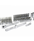 Beefy 60-Piece 3/8 Inch Drive Socket Set with standard and deep sockets, bit sockets, 72-tooth ratchet for home garage repairs