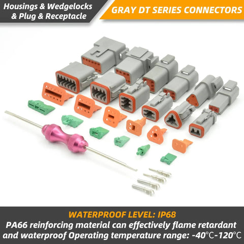 Pro Grade DT Connector Kit With Crimper And Terminal Removal Tools For IP68 Waterproof 2 3 4 6 8 12 Pin Automotive