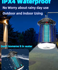 Beast 4200V Electric Bug Zapper for Indoor Outdoor with LED Attractant, shown in use on patio at night, IPX4 waterproof