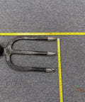 Forged Three Prong Hoe Fork Head With Slip On Eye Fits Standard Hoe Handle Diamond Shaped Tines alongside measuring tape