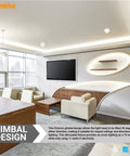 Living room with Gimbal LED Recessed Downlight Fixture 5 To 6 Inch, 11W, 1100 Lumens, Color Temperature Selectable, ceiling view.
