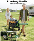 Family using Foldable Utility Wagon With 42 Inch Telescoping Handle And All Terrain Wheels for outdoor activities; rolling it loaded with gear.