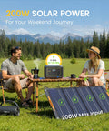 Couple camping with On The Go Portable Power Station 296Wh Backup Battery With 20ms UPS 300W Pure Sine Wave AC Outlet on table