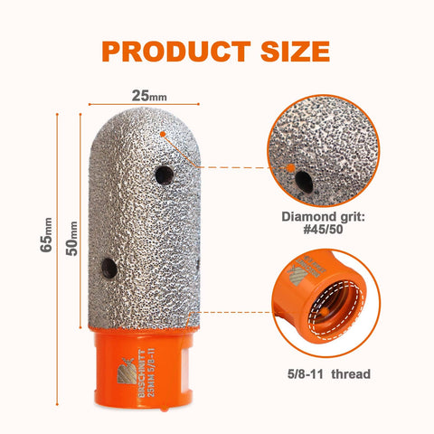 Finger Milling Bits With Diamond Grit 1 Inch Core Drill Bit Dry 5 8 11 Thread For Enlarging And Shaping Existing Holes