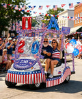 Fourth Of July Golf Cart Decorations Kit For 250th Anniversary Parade with USA 250 balloon and red, white, blue decor