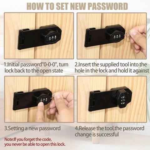 Instructions for setting a new password on a Keyless 3 Digit Rotary Lock For Cabinets And Drawers No Keys Needed Password Door Latch