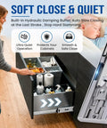 Heavy Duty Soft Close Drawer Slides Full Extension Side Mount Runners With Drop Dead Quiet Damping For Wood Cabinetry, showing smooth operation.