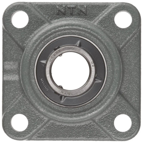Front view of UCF Series Light Duty Flange Ball Bearing Unit With Four Bolt Holes Setscrew Lock Heat Resistant Cast Iron Housing