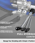 Close-up of full hydraulic control levers on 8 Inch Gas Powered Hydraulic Feeding Wood Chipper Shredder Towable With Tow Bar