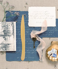Wooden Letter Opener Set Two Pack Ergonomic Wear Resistant Envelope Slitter on desk with letters and vintage key.