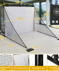 10x7ft Golf Hitting Net With Side Net And Simulator Cloth Portable Steel Frame Golf Cage For Indoor Outdoor Practice