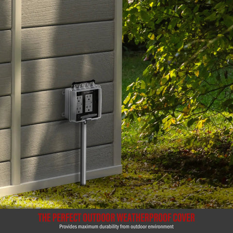 Two Gang Weatherproof Outdoor Outlet Cover For Decorator And GFCI Receptacles Extra Duty In Use Enclosure on exterior wall