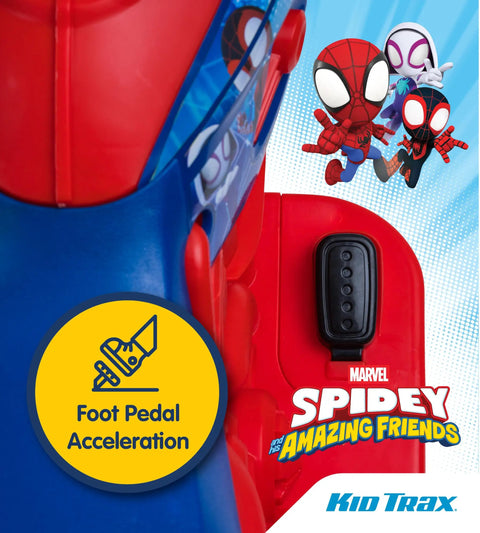 6V Spiderman Tot Ride On Trike From Disney Junior Red And Blue Marvel Kids Bike For Ages 18 36 Months Foot Pedal Detail