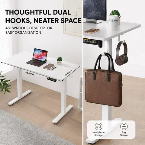 WankaMom Electric Standing Desk With Smooth Silent Lift And 154 Lbs Load Capacity, Premium Carbon Steel Frame with 48 inch tabletop.