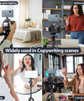 Rechargeable 4000mAh Mountable Bicolor LED Video Light used in various settings including video shoot, makeup, teaching.